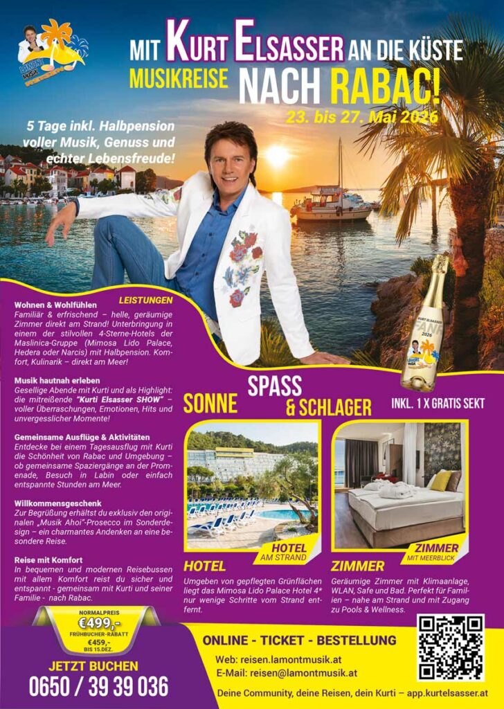 Musikreise mit Kurti Elsasser – 23. bis 27. Mai 2026 in Rabac/Kroatien